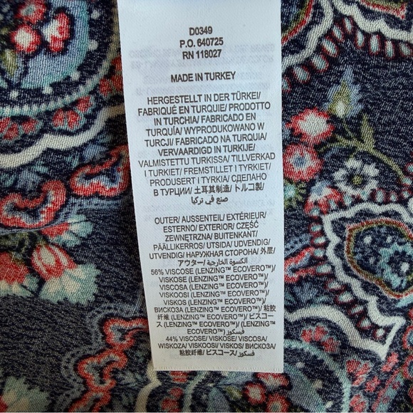 New! Boden Blue Botanic Paisley Smocked Cuff Midi Dress Size 12R 36068 - Picture 11 of 16